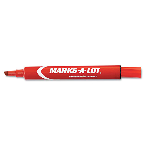 AVERY 08887 Marks-A-Lot Large Chisel Tip Permanent Marker, Red, 12 Each/Dz