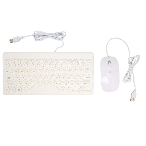 Zyyini Keyboard Mouse Combo,78 Keys Round Keycap,4 Mouse Buttons Wired Computer Supplies,Numeric Gaming Keyboard and Mouse for PC Computer(White)