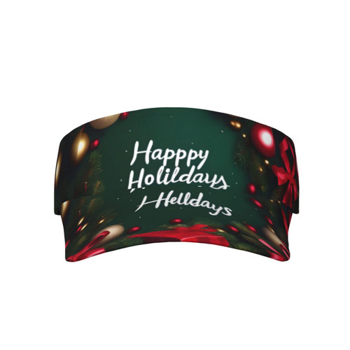 Happy Holidays Pattern Sunscreen Visor Hats for Women & Men, Sport Empty Top Baseball Sun Cap, Tennis Visor Black