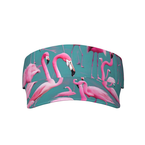 A Flock of Flamingos Pattern Sunscreen Visor Hats for Women & Men, Sport Empty Top Baseball Sun Cap, Tennis Visor Black