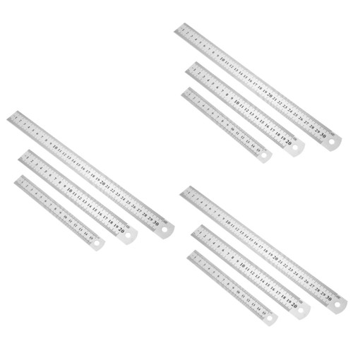TEHAUX 9 Pcs Steel Ruler Measure Straight Ruler Stainless Bookmark Ruler Steel Scale Ruler Small Ruler Student Rulers Ruler 6 Inch Portable Measurement Tool Stainless Steel Office Metal