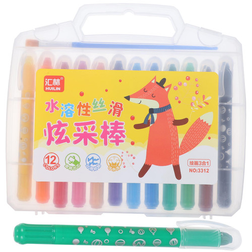 COHEALI 1 Set 12 Rotating Markers Washable Markers Twistable Crayons Painting Sticks Painting Tools Non-toxic Crayons Washable Crayons Rotating Crayon Toddler Big Crayons Triangle