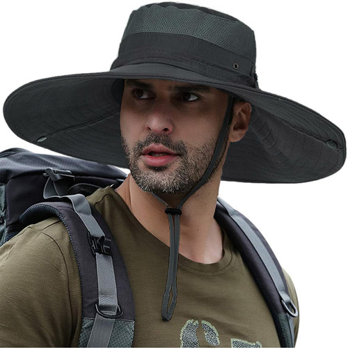 Sun Hat for Men, Super Wide Brim Sun Fishing Hat Safari UPF50+ Bucket Boonie Cap