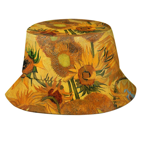 Van Gogh Sunflowers Bucket Hat Fashion Packable Fisherman Cap Outdoor Summer Travel Bucket Beach Sun Hats for Women Men