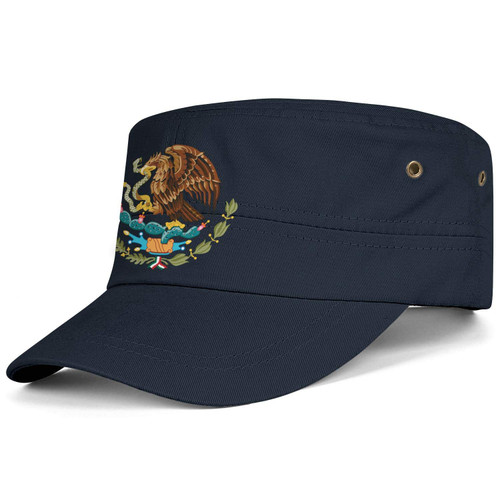 Cadet Army Cap Mexican Flag Mexico Emblem Adjustable Baseball Hat Vintage Military Flat Top Cap