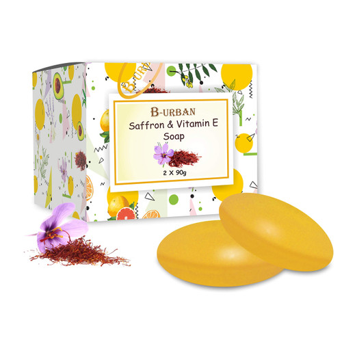 B-URBAN Natural Soap For Healthy & Glowing Skin (2 X 90g) (Saffron & Vitamin E)