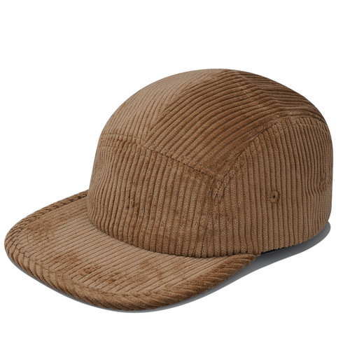 Croogo Fashion Flat Bill Cap Dad Hat Urban Street Corduroy Baseball Cap Flat Brim Trucker Cap 5 Panel Umpire Cap,Khaki-D5PH04