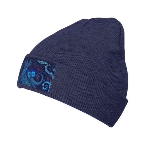 AdaNti Beanie for Women Blue Octopus Print Knitted Hat Men Winter Beanies Soft Knit Hats Warm Beanie Cap