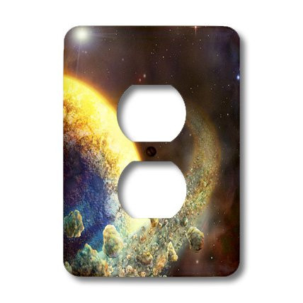3dRose lsp_41912_6 Rock VIII  Space Scene with Ring Around The Planet 2 Plug Outlet Cover