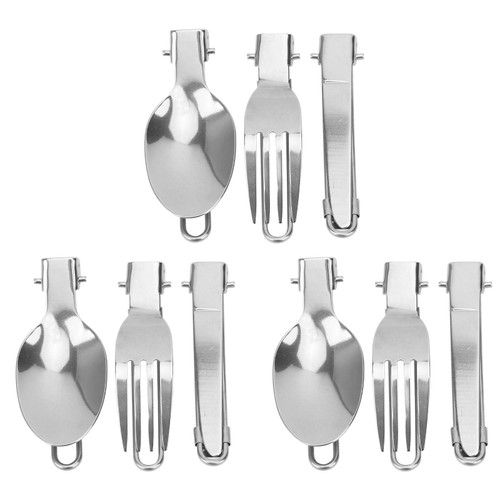 Picnic Dinner Flatware, Folding Cutlery Picnic Spoon Fork Knife for Camping