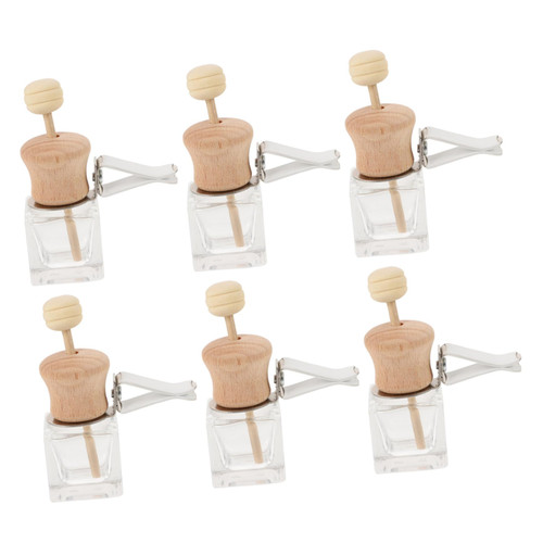 Healvian 6pcs Car Clip Car Essential Oil Diffuser Bottle Car Diffusers Bottle Vent Essential Oil Diffuser Car Freshener Vent Clips Car Bottle Glass Accessory Clip Air Outlet