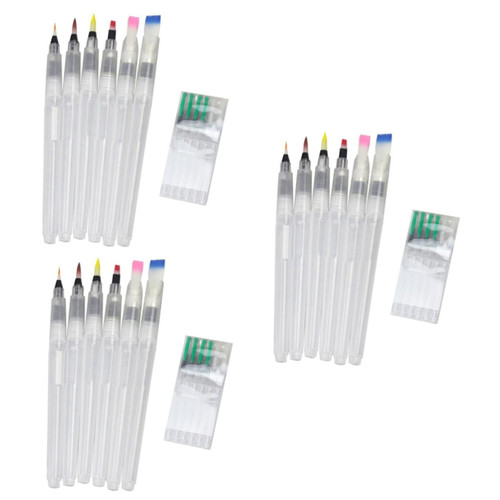 NOLITOY 3 Sets 6pcs Paint Brush Pen Water Storage Paint Brush Water Soluble Paint Brush Watercolor Brush Hook Line Pencil