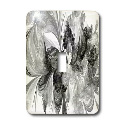 3dRose lsp_36739_1 Black and Grey Feather Fury Single Toggle Switch