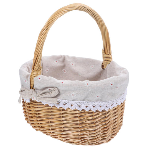 Happyyami 1pc Woven Storage Basket Dry Flower Rattan Basket Oval Basket Seagrass Basket Wicker Woven Basket Woven Baskets with Lids Flower Storage Basket to Weave Laundry Basket Bride Bamboo