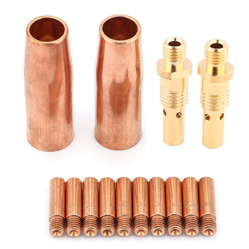 14 pcs/set MIG Welding Kit with 035 Tip, Nozzle, Diffuser, and Adapter, 035" Tip-Nozzle-Diffuser-Adapter for 200/250, Replacement Kit Welder for MIG Welding