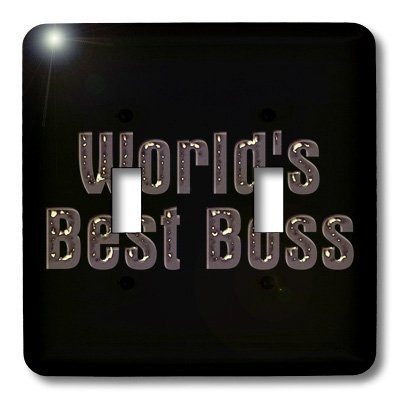 3dRose lsp_41821_2 Worlds Best Boss on black background Double toggle switch