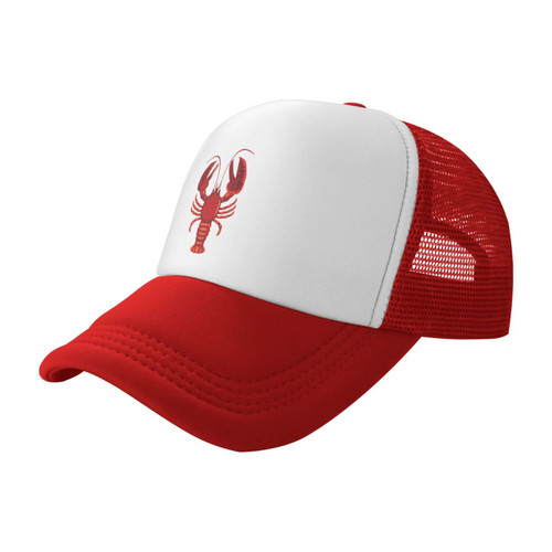 YNHXYFT Flag Lobster Hat Mesh Cap for Men Women, Adjustable Trucker Hat Baseball Cap Red
