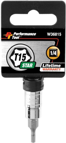 Performance Tool W36815 T15 Star Bit Socket, 1/4" Drive