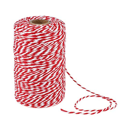 656 Feet Red and White Twine,Cotton Bakers Twine,Holiday Gift Wrapping Twine Christmas Twine String,Cotton Cord Kitchen Twine