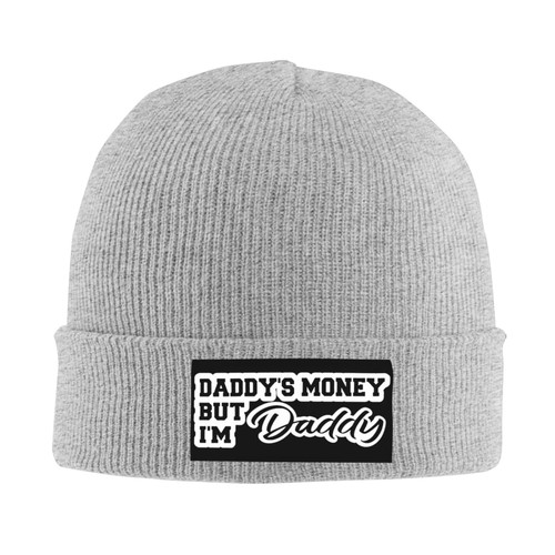 Renzund Daddy's Money But I'm Daddy Beanie Hat Winter Warm Skull Beanie for Men Women Gray