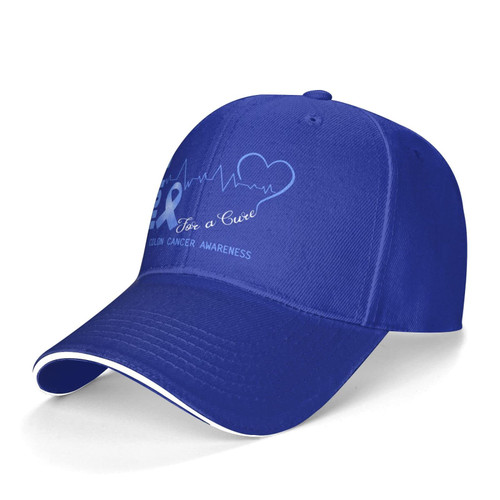 Hope for A Cure Colon Cancer Awareness Baseball Cap Men and Women Adjustable Casual Duck Tongue Hat Casquette Caps Blue