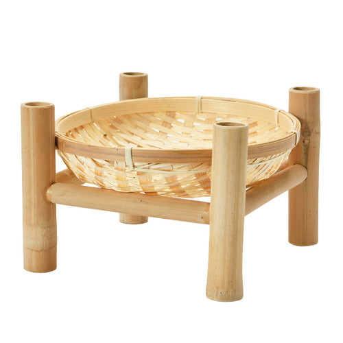 Creative Co-Op Decorative Round Bamboo Stand Tray, Natural