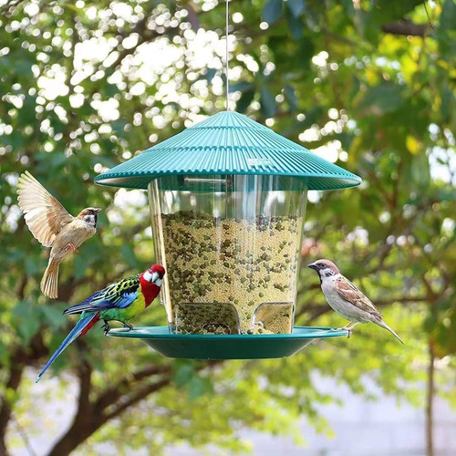 Winnerlink Hanging Bird Feeders for Outside, Panorama Wild Bird Feeder, Wild Bird Seed for Outdoors Feeders, Squirrel Proof Birds Feeder and Garden Decoration Yard for Bird Watchers (Green)
