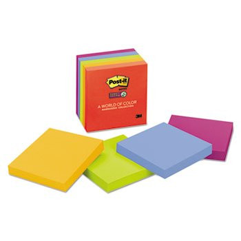 post-it-notes-super-sticky Pads in Marrakesh Colors, 3 x 3, 90-Sheet, 5/Pack