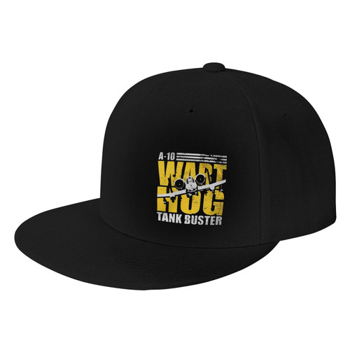 A-10 Warthog Air Force Warplane Snapback Hat Flat Brim Hip Hop Baseball Cap Adjustable Vintage Funny for Women Men Trucker Caps Black