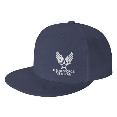 Us Air Force Veteran USAF Snapback Hat Flat Brim Hip Hop Baseball Cap Adjustable Vintage Funny for Women Men Trucker Caps Navy Blue