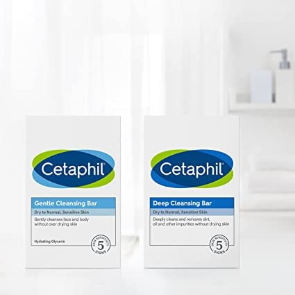 Cetaphil Deep Cleansing Face & Body Bar for All Skin Types, 4.5 oz (Pack of 2)