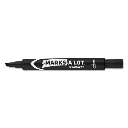 MARKS A LOT Large Desk-Style Permanent Marker, Chisel Tip, Black, Dozen