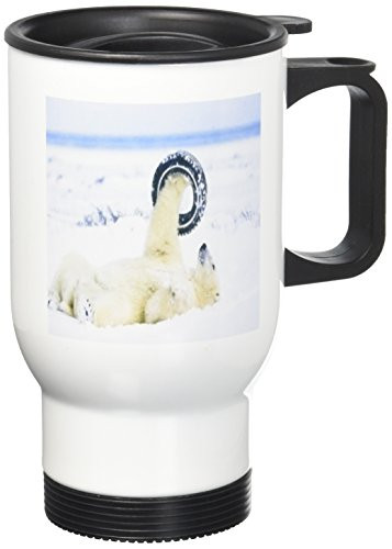 3dRose Polar Bear Aerobics Travel Mug, 14-Ounce