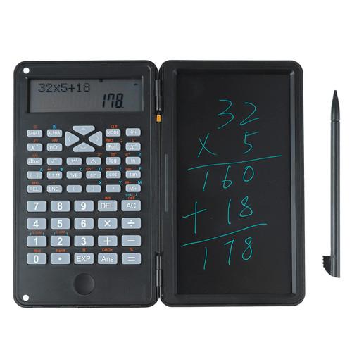 240 Functions Scientific Calculator, LCD Screen, Writing Tablet, Two Rows, Compact Size, for Office School
