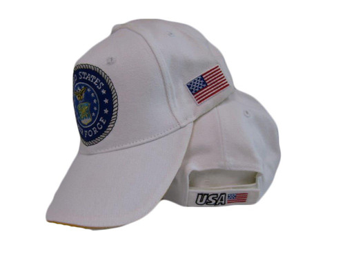 K's Novelties U.S. Air Force Airforce USAF White Emblem Rim USA Patch Embroidered Cap Hat K's Novelties U.S. Air Force Airforce USAF White Emblem Rim USA Patch Embroidered Cap Hat