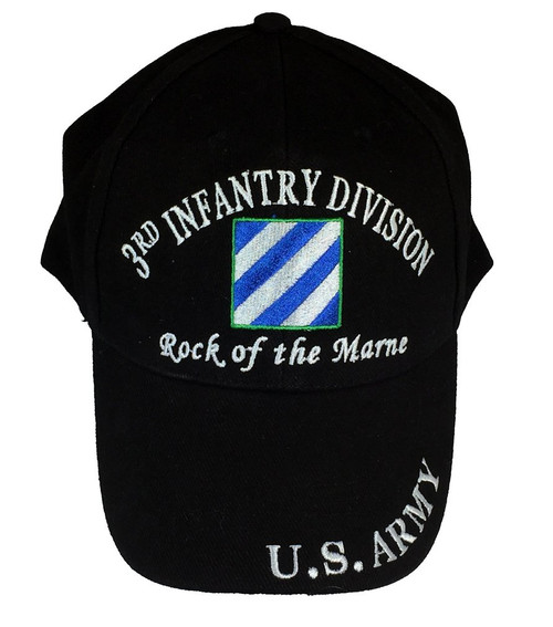 US Army 3rd Infantry Division Rock of the Marne" Direct Embroidered Hat - Black - Veteran Owned Business