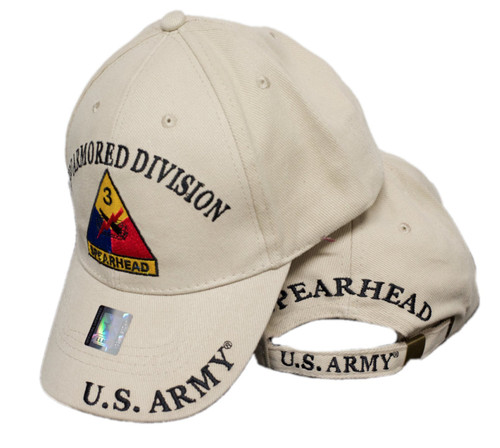 U.S Army 3rd Armored Division Spearhead Licensed Embroidered Cap Hat Beige
