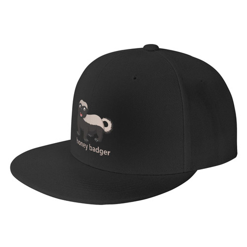 Cartoon Honey Badger Snapback Hat Flat Brim Hip Hop Baseball Cap Adjustable Vintage Funny Trucker Caps Black Cartoon Honey Badger Snapback Hat Flat Brim Hip Hop Baseball Cap Adjustable Vintage Funny Trucker Caps Black