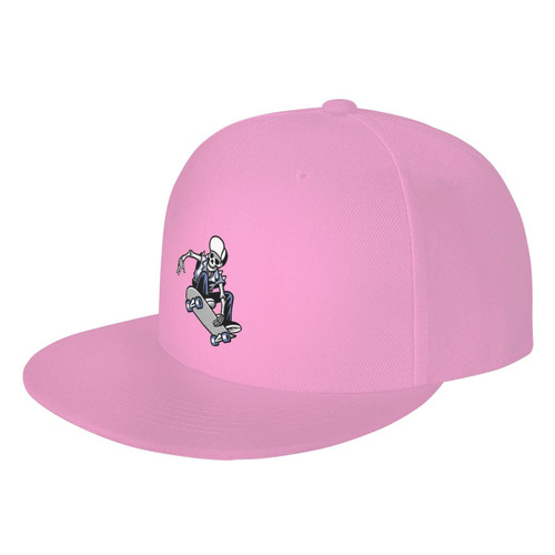 Skeleton Skateboard Snapback Hat Flat Brim Hip Hop Baseball Cap Adjustable Vintage Funny Trucker Caps Pink Skeleton Skateboard Snapback Hat Flat Brim Hip Hop Baseball Cap Adjustable Vintage Funny Trucker Caps Pink