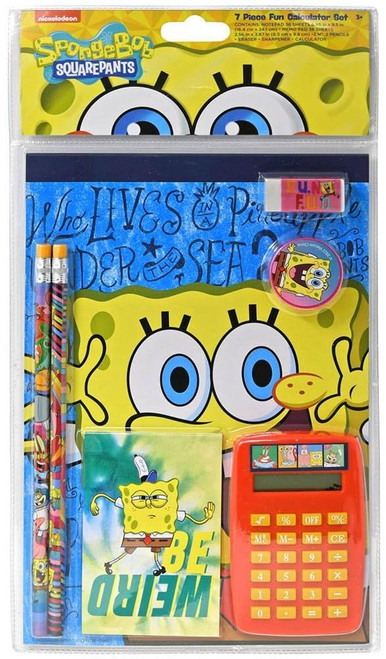 Sponge Bob Calculator School Supplies Set - 7 Piece Bundle for Back to School