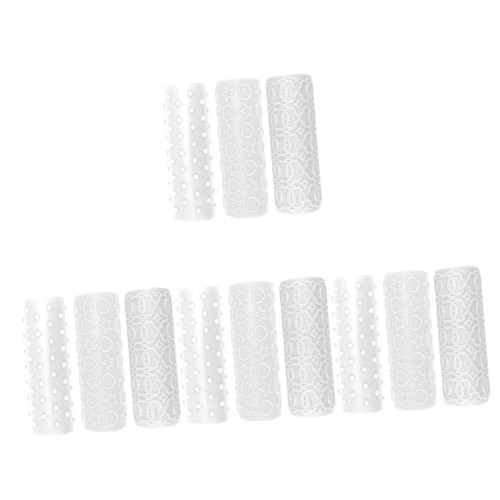 NOLITOY 12 Pcs Clay Texture Stick Pasta Making Kit Handmade Clay Roller Pottery Texture Clay Roller Machine Clay Twig Rollers Embossing Roller for Clay Material White Manual Plastic