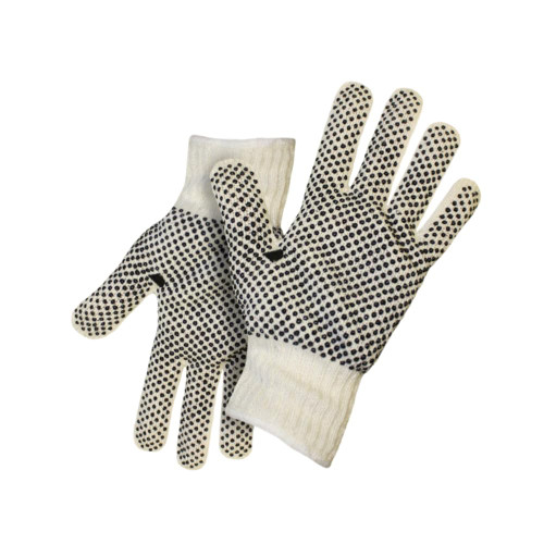 ATERET 12 Pairs Cotton Canvas Safety Work Gloves with PVC Double Dots on Palm for Painter Mechanic Industrial Warehouse Gardening Construction
