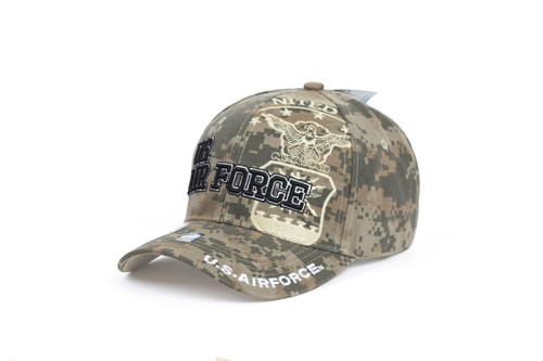 Ashen Fane U.S. Military Air Force Official Licensed Premium 6 Panel Adjustable Veteran Baseball Cap, Digial Text