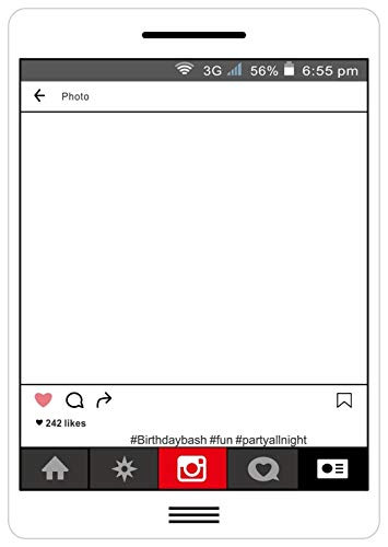 Party Photo Booth Props Frame, Phone Happy Birthday Photo Booth Selfie Picture Frame (Black)