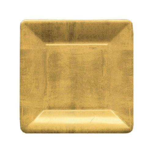 Caspari Gold Leaf Square Paper Salad & Dessert Plates - 16 Count