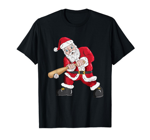 Christmas Santa Claus With Baseball Bat Baseball T-Shirt Christmas Santa Claus With Baseball Bat Baseball T-Shirt