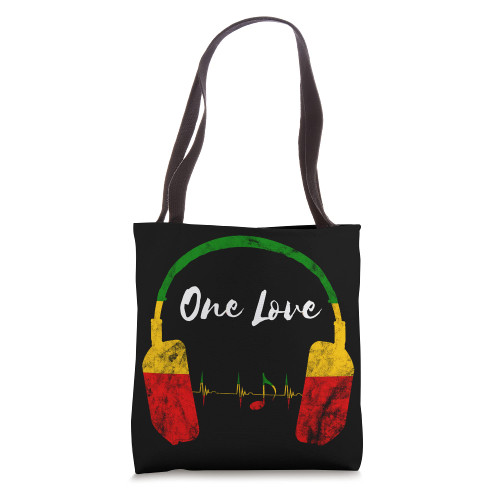 Rasta Reggae Music Headphones Jamaican Pride One Love Tote Bag
