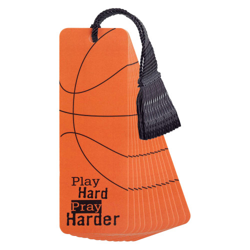 Dicksons Play Pray Hard Orange Basketball 2 x 6 Paper Keepsake Bookmark with Tassle Pack of 12