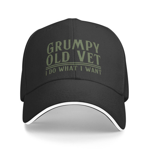 Grumpy-Old-Vet-I-Do-What-I-Want Hat for Women Men Baseball Cap Funny Trucker Hat Black