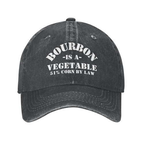 Bourbon is A Vegetable Hat Bourbon is A Vegetable 51% Corn by Law Hat for Men Women Baseball Cap Trucker Hat Black